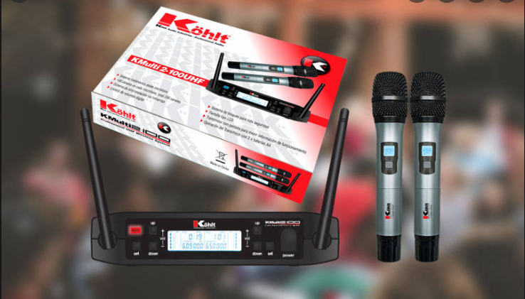 SET DE 2 MICROFONOS KOHLT, INALAMBRICO, 2 DE MANO, INCLUYE RECEPTOR, 200 CANALES,