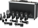 SET DE 7 MICROFONOS BEHRINGER, PARA BATERIA, 5 DINAMICOS, 2 CONDENSADO, CON CLIPS Y ESTUCHE