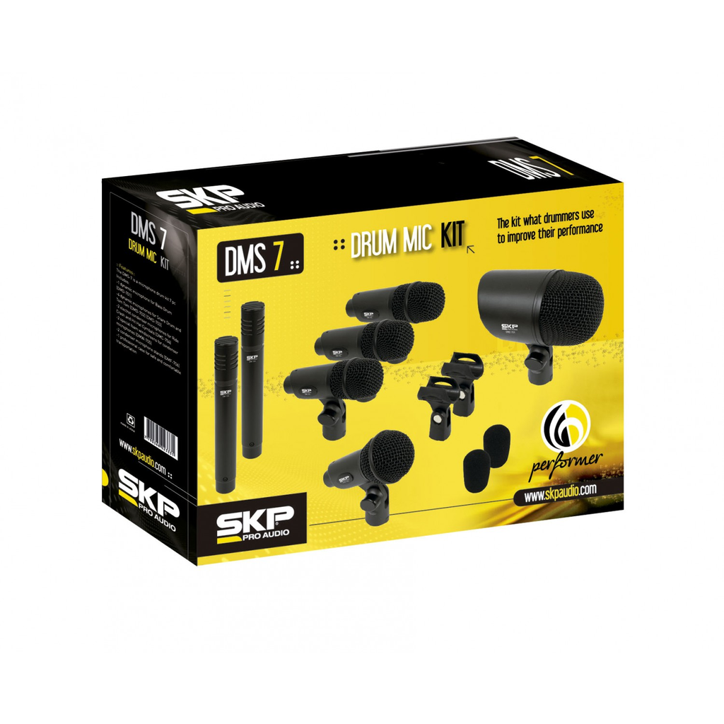 SET DE 7 MICROFONOS SKP, PARA BATERIA, 5 DINAMICOS