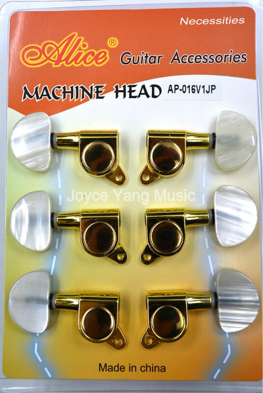 SET DE CLAVIJAS ALICE, METAL, PARA GUITARRA ACUSTICA, COLOR DORADO