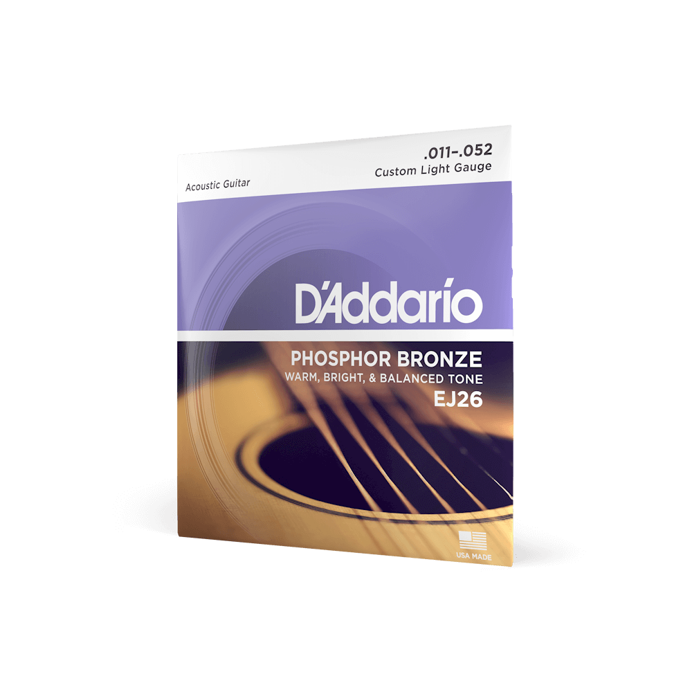 SET DE CUERDAS D´ADDARIO, PARA GUITARRA ACUSTICA, METAL, CALIBRE .11-52 PHOSPHORE, BRONZE, CUSTOM LIGHT