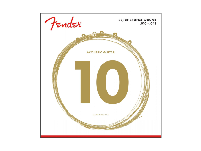 SET DE CUERDAS FENDER, 70XL, EXTRA LIGHT, PARA GUITARRA ACUSTICA, METAL, CALIBRE .010 - .048, 80/20 BRONCE WOUND