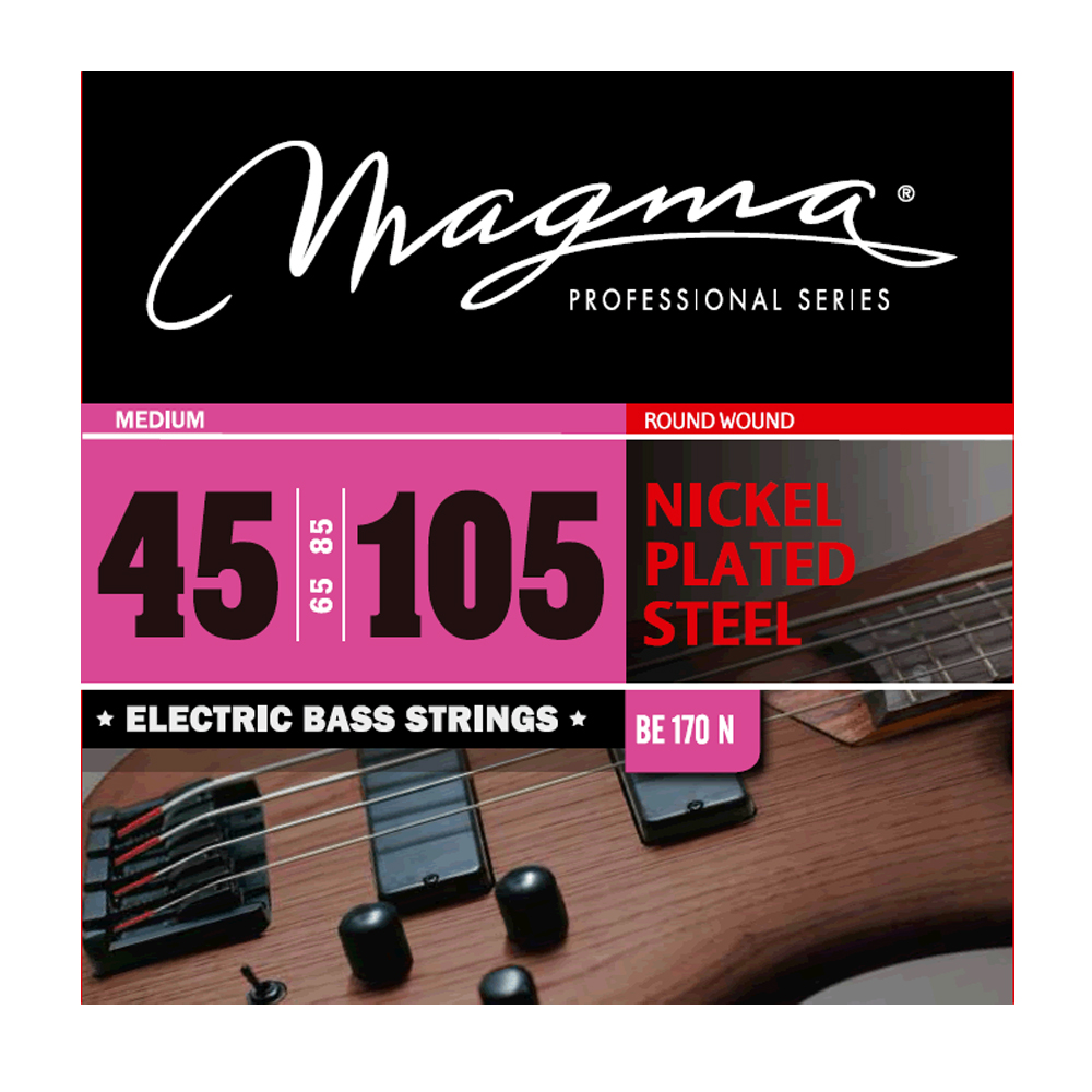 SET DE CUERDAS MAGMA, PARA BAJO ELECTRICO, METAL, CALIBRE .45/105, 4 CUERDAS, MEDIUM, NICKEL PLATED STEEL