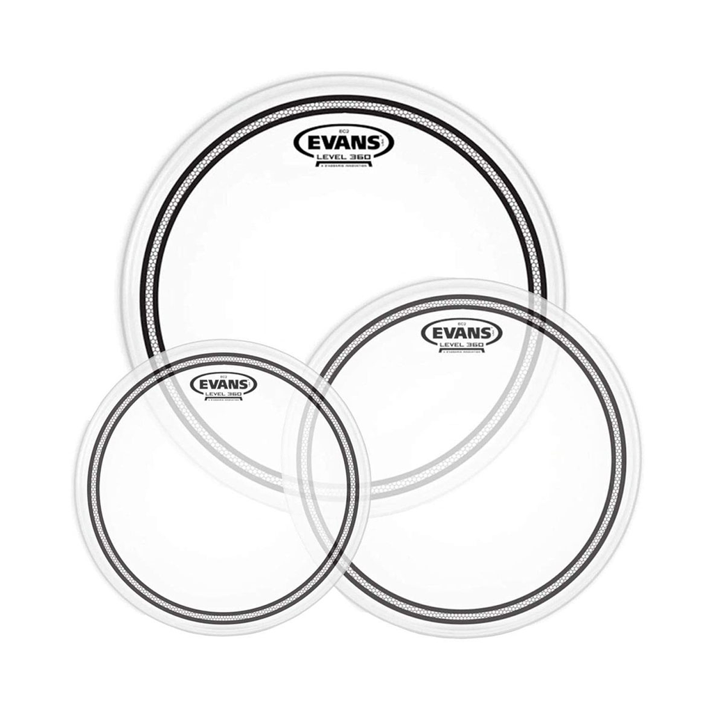 SET DE PARCHES EVANS, PARA BATERIA, TRANSPARENTE LISO, 1X10, 1X12, 1X14, 2 CAPAS, (Sound Shaping Technology, SST)