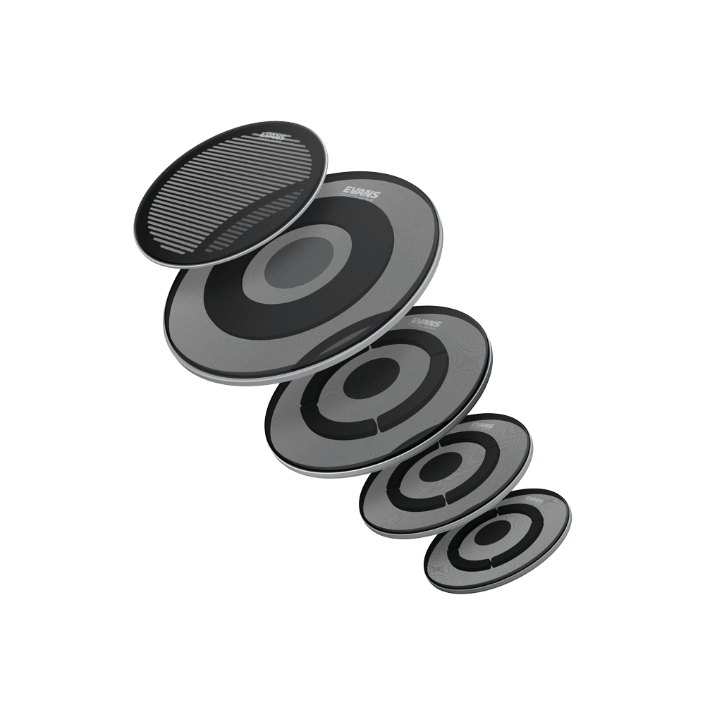 SET DE PARCHES EVANS, REDUCTOR DE SONIDO, DB ONE, 10,12, 14, 16, 22 , COLOR NEGRO