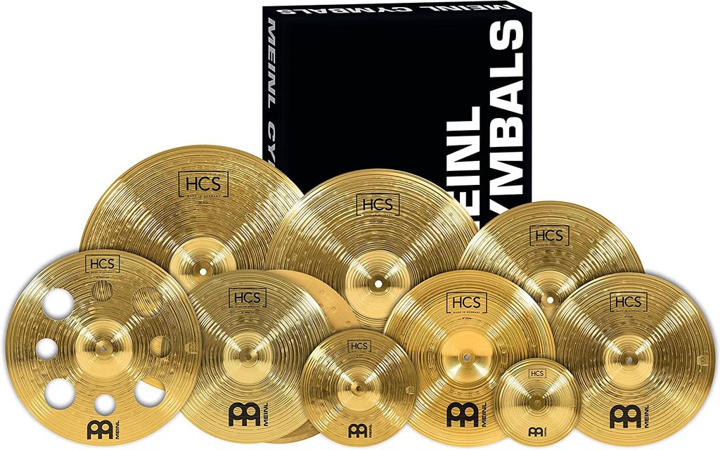 SET DE PLATILLOS MEINL, SERIE HCS ULTIMATE, 10 PIEZAS, HIHAT 14" (PAR), CRASH 16", CRASH 18", CRASH 14", RIDE 20", CHINA 14", TRASH-CRASH 16", SPLASH 10", BELL 8"