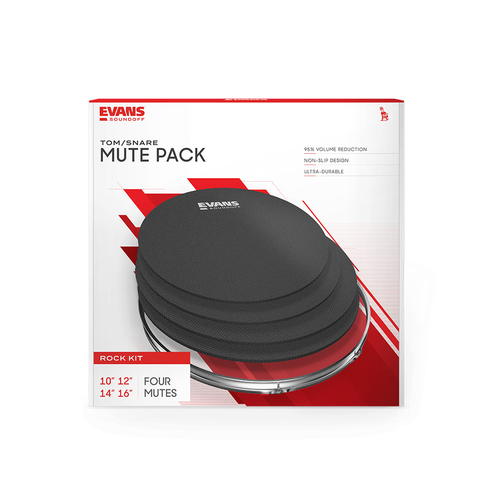 SET DE SILENCIADORES EVANS, ROCK, 4 PIEZAS, 1X10, 1X12, 1X14, 1X16, COLOR NEGRO