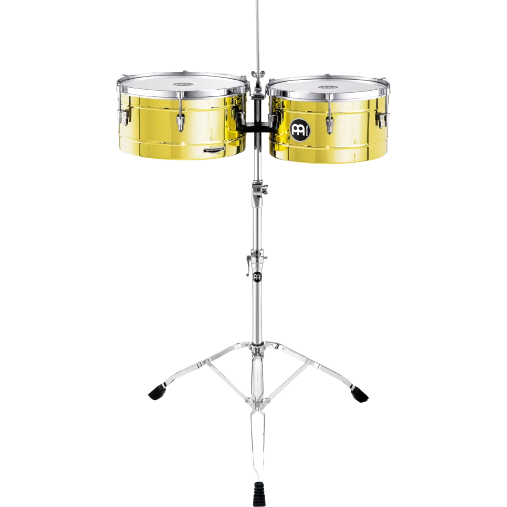 SET DE TIMBALES MEINL, DORADO, 14 X 15 X 6, INCLUYE PEDESTAL Y CENCERRO