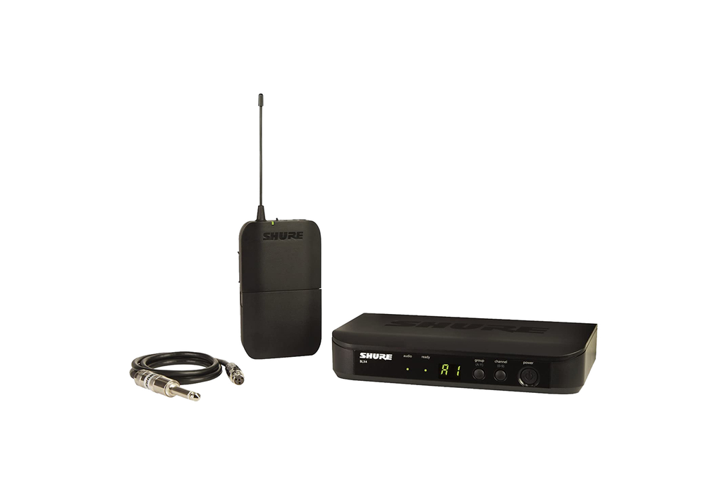 SISTEMA INALAMBRICO SHURE, PARA INSTRUMENTO, INCLUYE EMISOR Y RECEPTOR, OPERA ENTRE 614 y 638 MHz., CABLE TS PARA CONECTAR A INSTRUMENTO