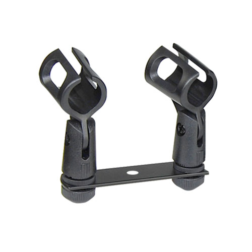 SOPORTE (CLIP) ZEBRA, PARA 2 MICROFONOS, GOMA NEGRO, BASE METAL MEGRO