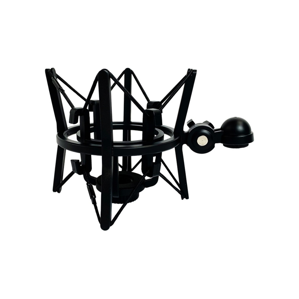 SUSPENSION GOLIAT, PARA MICROFONO DE ESTUDIO, ANTI VIBRATORIO, CANASTILLA Y CINTA COLOR NEGRO