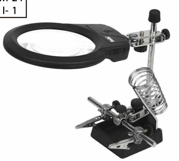 TERCERA MANO BORK, BASE CON SUJETADOR DE CAUTIN, LUPA Y LUZ LED No para vender