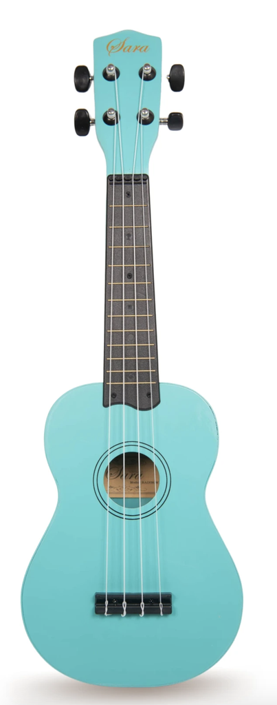 UKULELE SOPRANO 21 SARA, CELESTE PASTEL, CON FUNDA