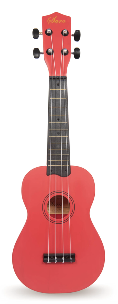 UKULELE SOPRANO 21 SARA, ROJO PASTEL, CON FUNDA