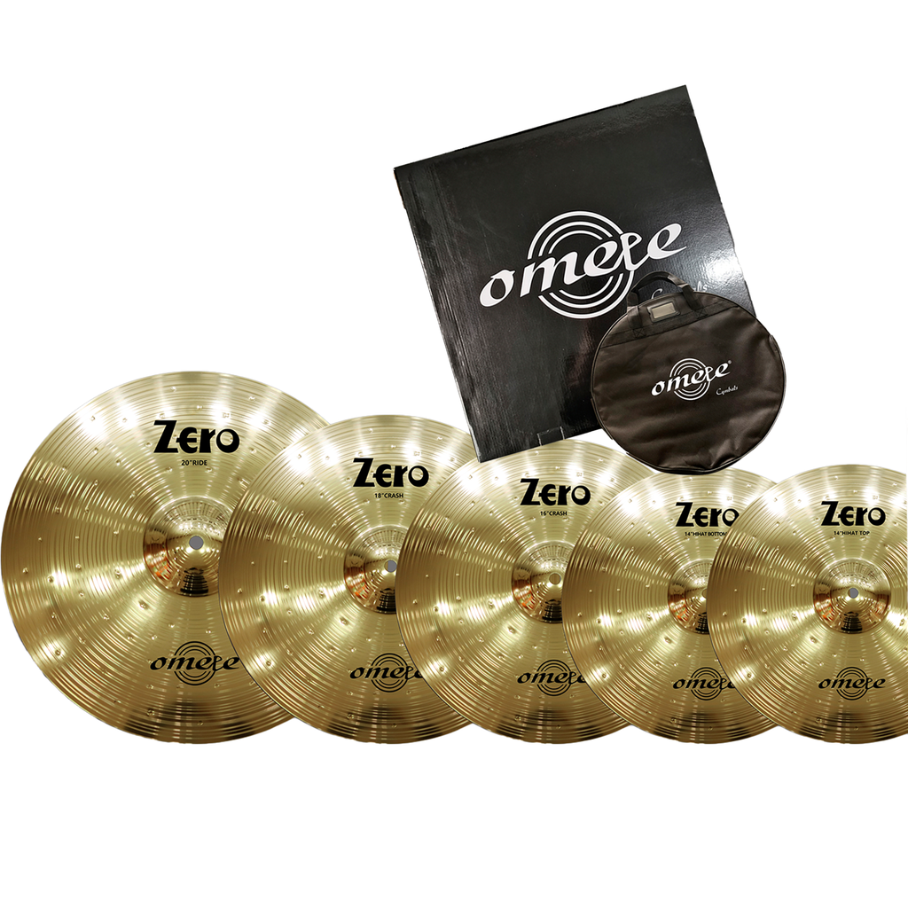 SET DE PLATILLOS OMETE, SERIE ZERO, MEDIDAS: 14 HIHATS,  16 CRASH, 18 CRASH, 20 RIDE, INCLUYE FUNDA
