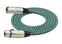 CABLE PARA MICROFONO KIRLIN, XLR MACHO - XLR HEMBRA, CAPA DE TELA TURQUESA/NEGRO, 10 METROS