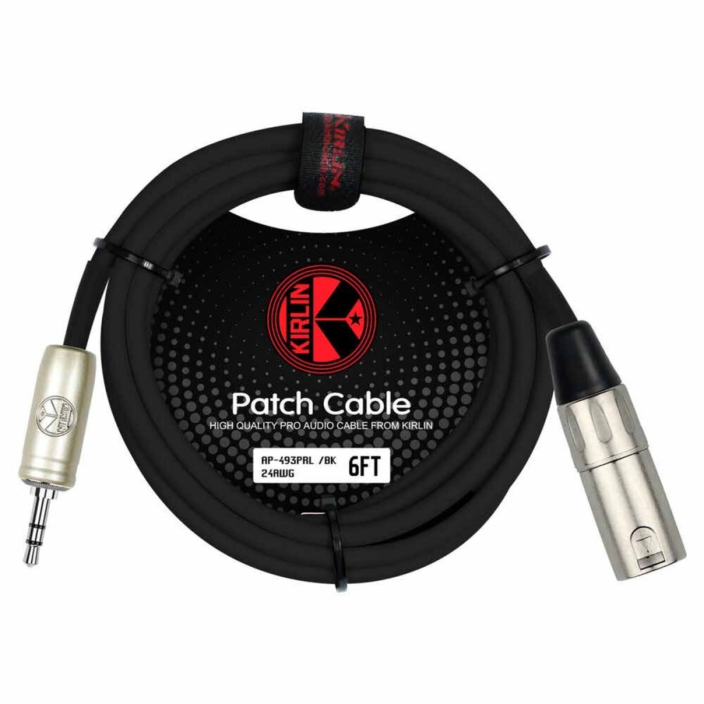 CABLE CONEXION UNICA KIRLIN, TRS 1/8 - 1x XLR MACHO, CAPA LISO NEGRO, 2 METRO 24AWG