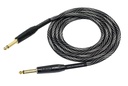 CABLE PARA INSTRUMENTO KIRLIN, TS 1/4 - TS 1/4, CAPA DE TELA GRIS/ NEGRO, PLUG DORADO, 6 METROS,
