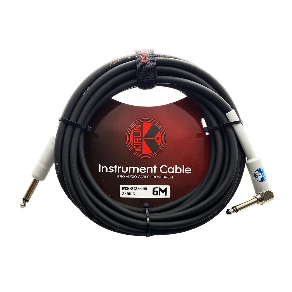 CABLE PARA INSTRUMENTO KIRLIN, TS 1/4 RECTO - TS 1/4 L, RECUBRIMIENTO DE PVC NEGRO, 6 METROS, NEGRO/BLANCO