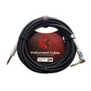 CABLE PARA INSTRUMENTO KIRLIN, TS 1/4 RECTO - TS 1/4 L, RECUBRIMIENTO DE PVC NEGRO, 6 METROS, NEGRO/BLANCO