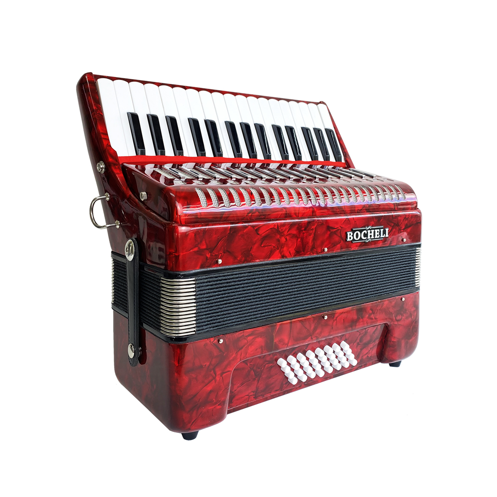 CONCERTINA BOCHELI, DE TECLAS, 32 REGISTROS, 32 BAJOS, COLOR ROJO, INCLUYE ESTUCHE Y CINCHO