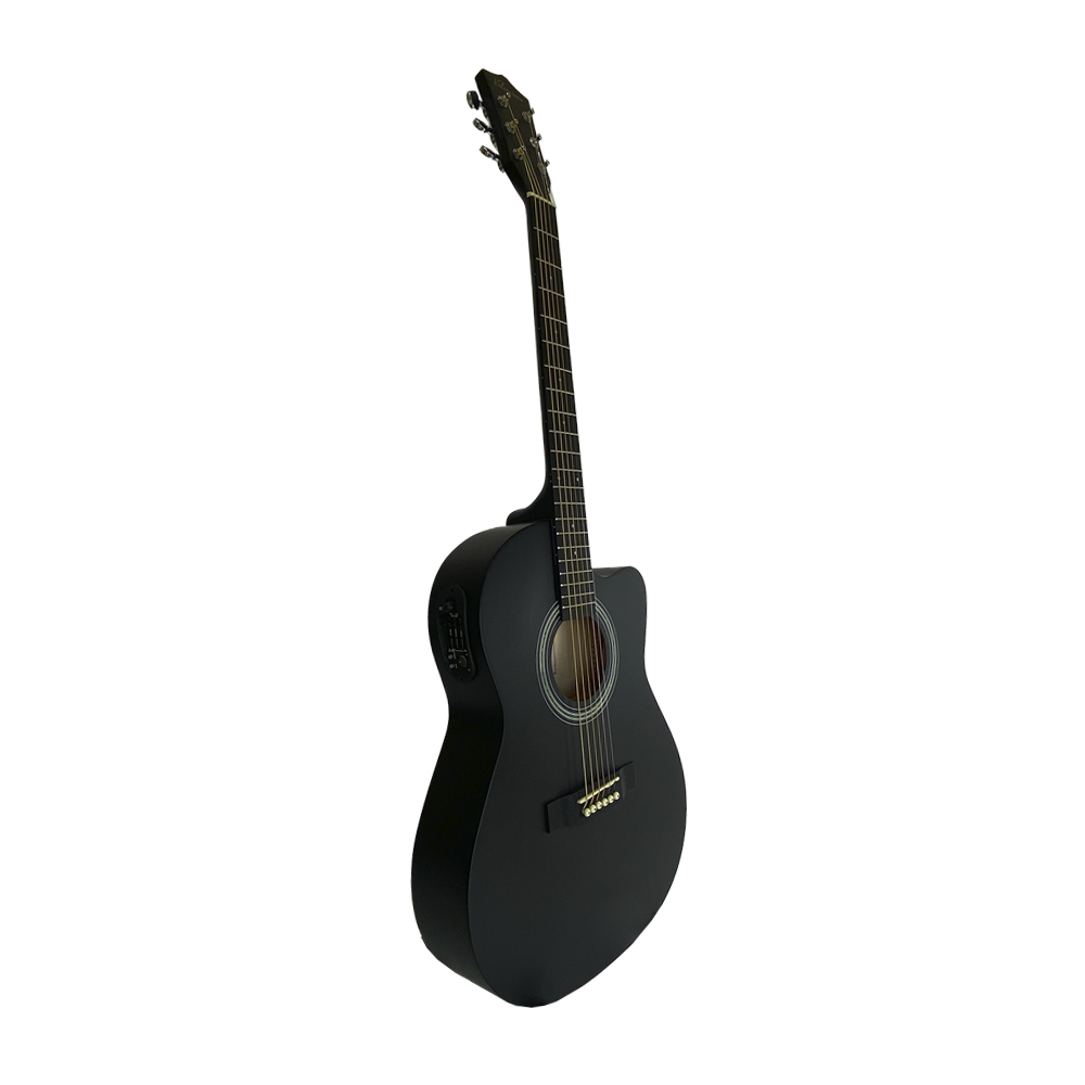 GUITARRA ELECTRO-ACUSTICA VALENCIANA, SLIM DE 39", CURTAWAY, COLOR NEGRO MATE