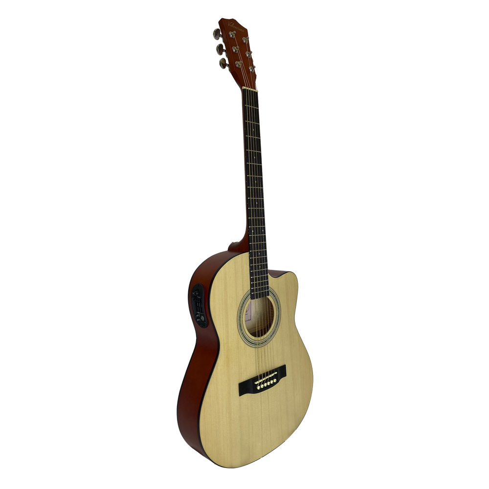 GUITARRA ELECTRO-ACUSTICA VALENCIANA, DE 39". CURTAWAY, COLOR NATURAL MATE