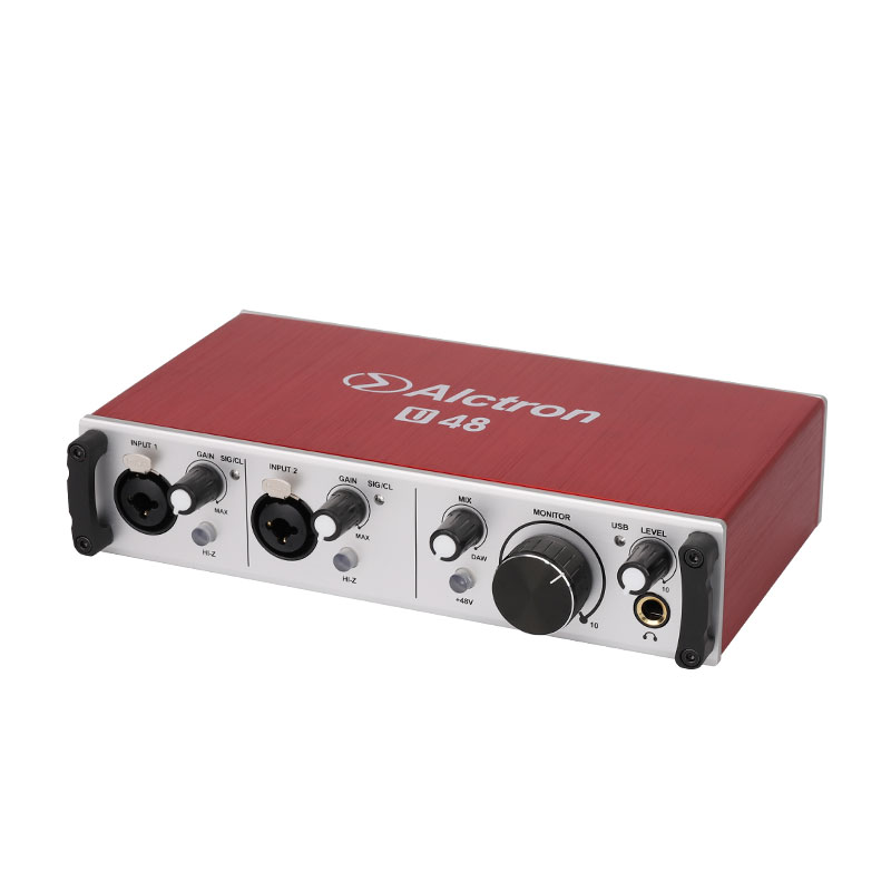 INTERFAZ DE AUDIO ALCTRON, DOBLE CANAL,  24 BITS/192 kHz, USB, COLOR ROJO