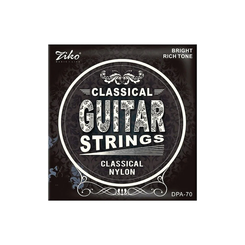 SET DE CUERDAS ZIKO, SERIE CLASICAL, PARA GUITARRA CLASICA, NYLON, TENSION ALTA, TONO BRILLANTE