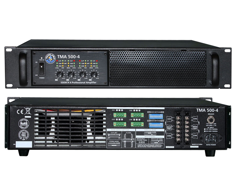 PODER TOPP PRO, 2000W, 4 CANALES, 8 Ohms