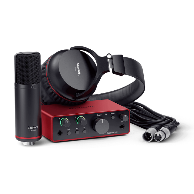 KIT DE INTERFAZ DE AUDIO SCARLET FOCUSRITE, SOLO STUDIO PACK, G4, INTERFACE, MICROFONO Y AUDIFONOS