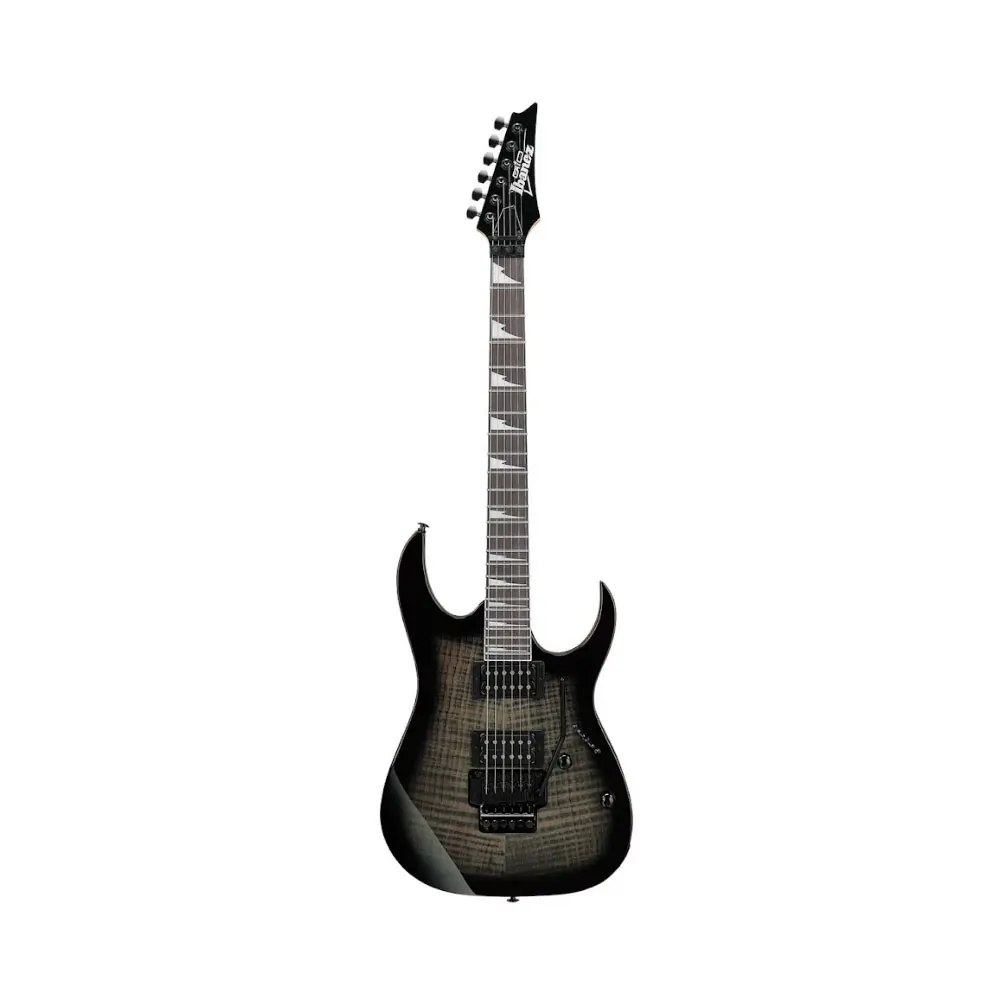 GUITARRA ELECTRICA MARCA IBANEZ, SERIE RG GIO, HH,  PUENTE FLOTANTE (TIPO FLOYD ROSE), SELECTOR 5-WAY, COLOR TRANSPARENT BLACK SUNBURST