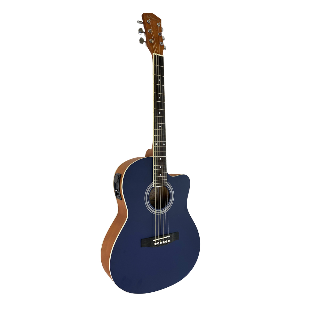 GUITARRA ELECTRO-ACUSTICA VALENCIANA, DE 39", SLIM, CURTAWAY, COLOR AZUL MATE