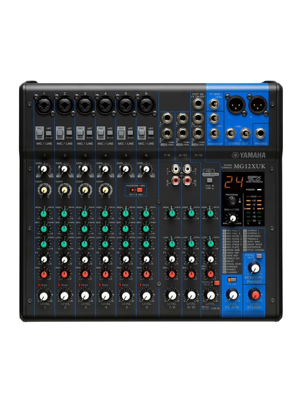 CONSOLA ANALOGA YAMAHA, DE 12 ENTRADAS (6 XLR), CON INTERFAZ, EFECTOS