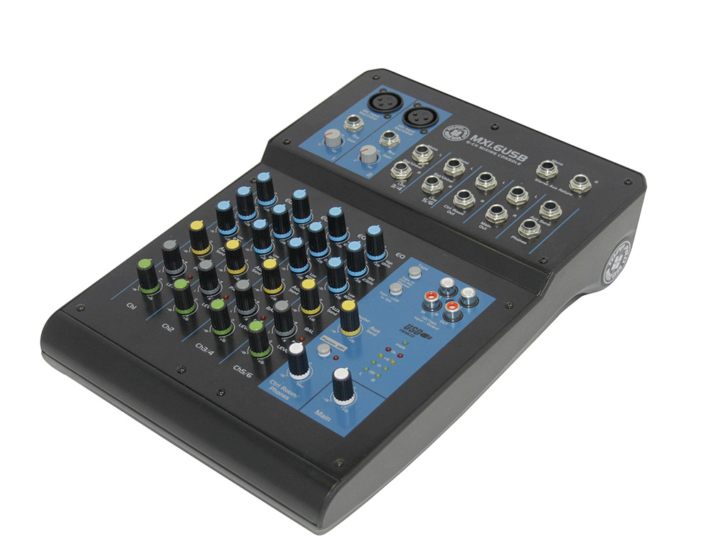 MEZCLADORA PASIVA TOPP PRO, 6 ENTRADAS (2 XLR y 2 LINE STEREO) (4 salidas LINE STEREO), INTERFACE USB