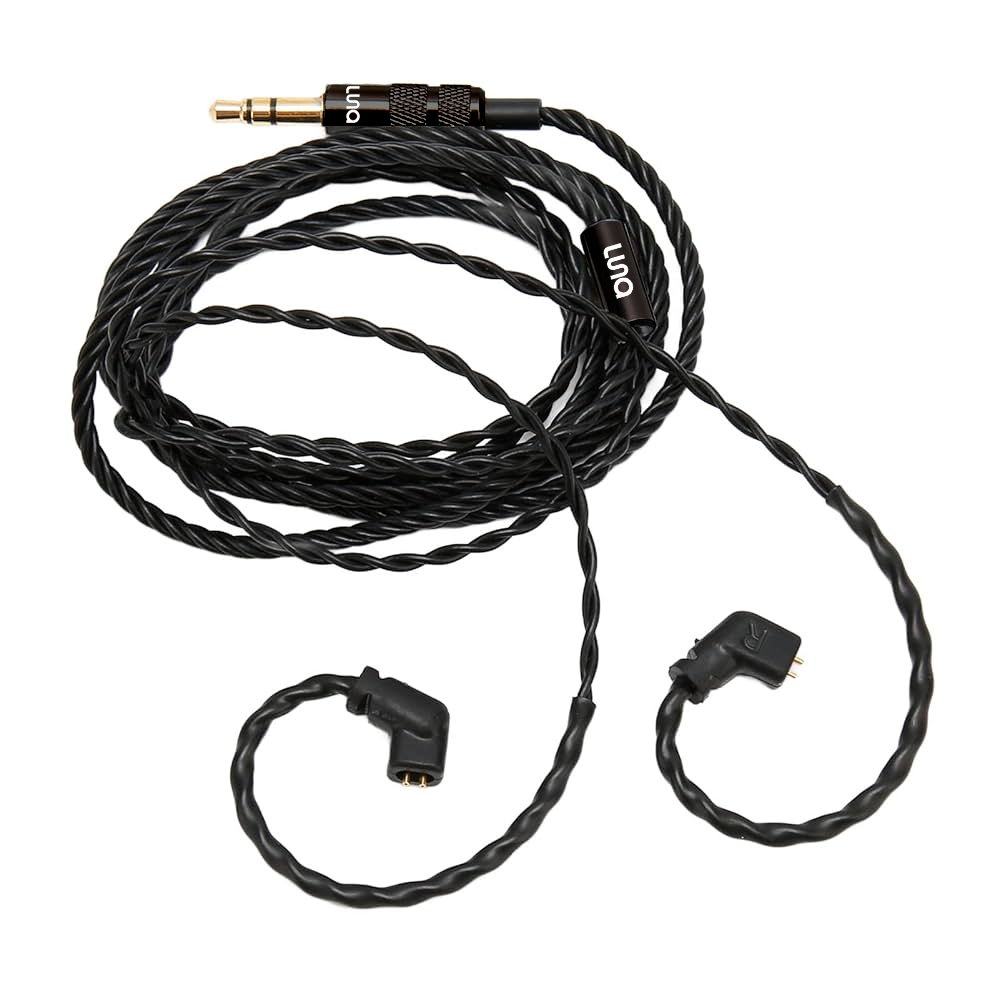 CABLE PREMIUM PARA IN-EARS LUNA, SERIE BOA, TRENZADO, 160 CM, CONECTOR QDC, COLOR NEGRO