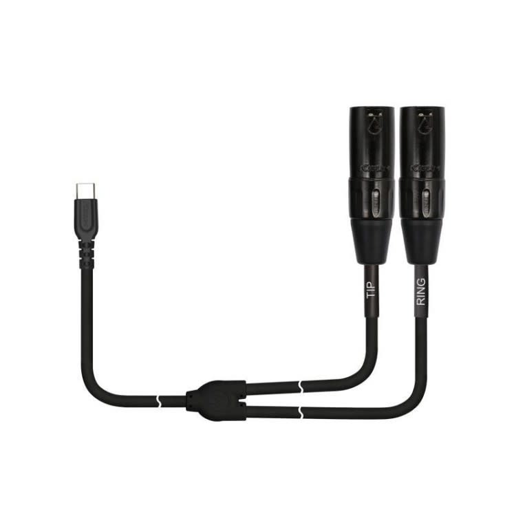 CABLE (Y) KIRLIN, (PARA MUSICA) USB C - 2x XLR MACHO (TIP-RING), CAPA LISO NEGRO, 6 METROS