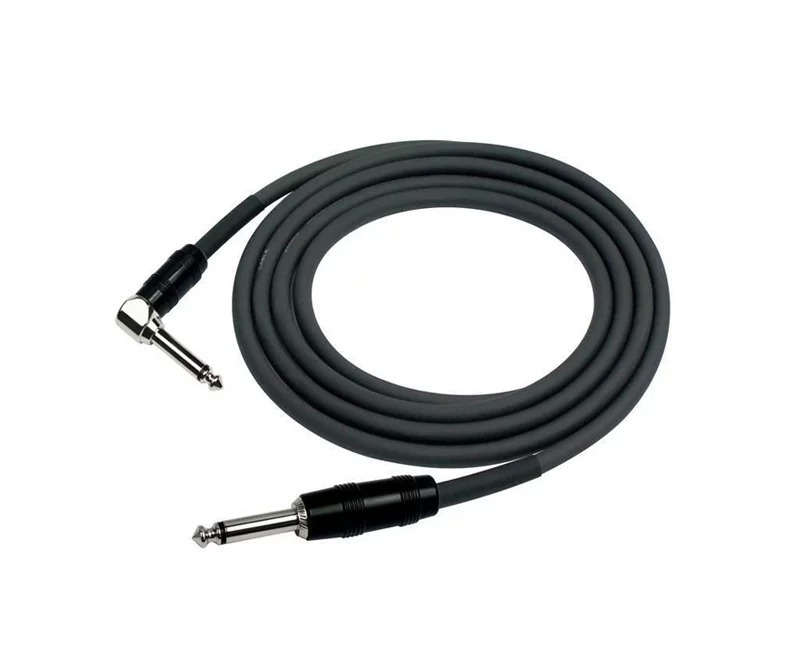 CABLE PARA INSTRUMENTO KIRLIN, TS 1/4 MACHO "L" A TS 1/4 MACHO RECTO, 6 METROS, COLOR NEGRO