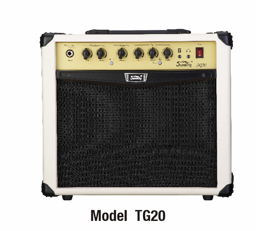 AMPLIFICADOR PARA GUITARRA SOUNDKING, 1x8" 20 WATTS RMS, EQ DE 3 BANDAS, COMPR, REVERB,