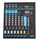 MEZCLADORA PASIVA SOUNDKING, (CONSOLA ANALOGA) 8 ENTRADAS (4 XLR/LINE) (4 PLUG MONO), 48V+, 6 SALIDAS (4 PLUG MONO) (2 XLR MAIN LR), RCA IN/OUT, USB REC/PLAY, BT, EFX, COMP.