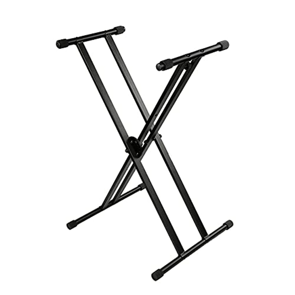 PEDESTAL PARA TECLADO SOUNDKING, ESTILO X, DOBLE BARRA, AJUSTABLE, COLOR NEGRO
