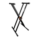 PEDESTAL PARA TECLADO SOUNDKING, ESTILO X, DOBLE BARRA, ELEGANTE Y ROBUSTO, AJUSTABLE, COLOR NEGRO