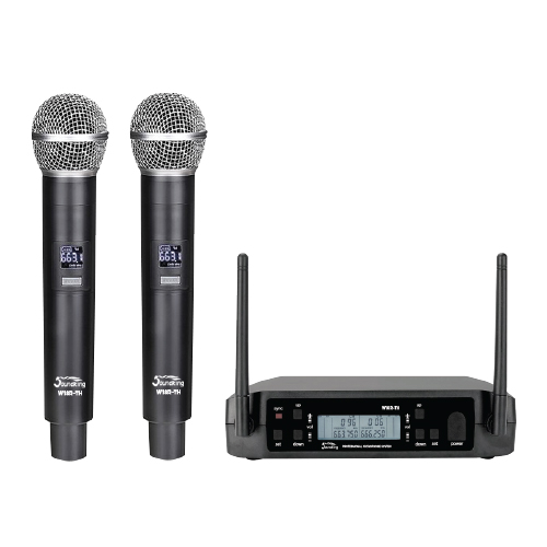 SISTEMA DE MICRÓFONO INALAMBRICO DOBLE SOUNDKING, UHF, CARDIOIDE, IR SYNC