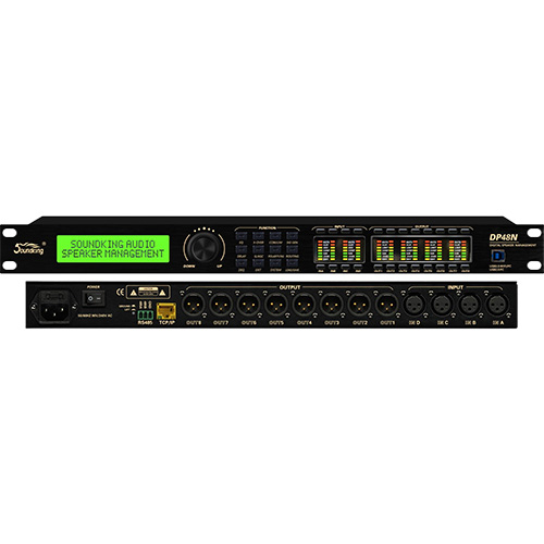 SISTEMA DE PROCESAMIENTO DIGITAL DE AUDIO SOUNDKING, PARA ALTAVOCES, 12 CANALES (4 IN XLR, 8 OUT XLR), DSP DE PUNTO FLOTANTE 32 BITS, ECUALIZADOR, COMPRESOR, LIMITADOR, DELAY