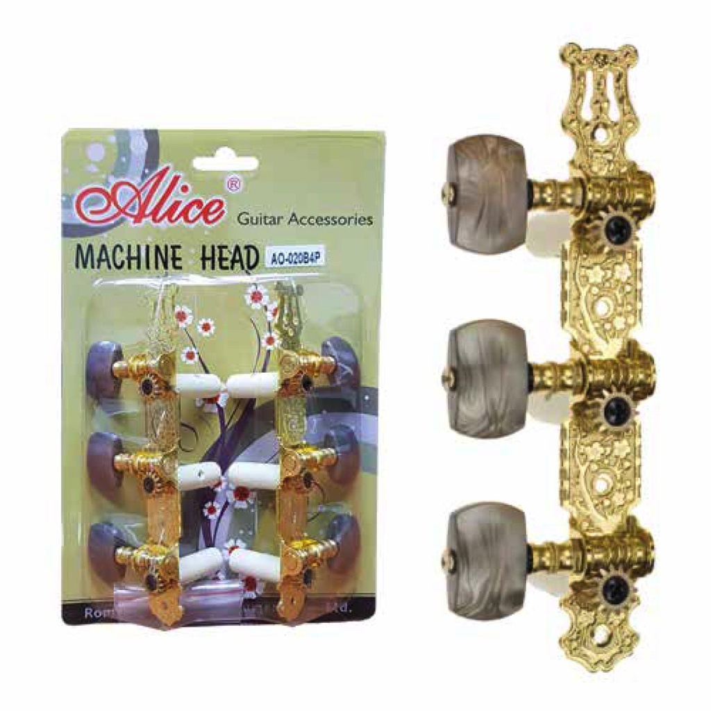 SET DE CLAVIJAS ALICE, METAL, PARA GUITARRA ACUSTICA, COLOR DORADO Y CAFE