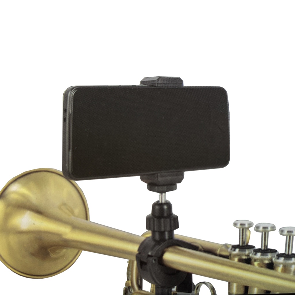 SOPORTE VIVALDI, PARA CELULAR CON CLIP EN TROMPETA, UNIVERSAL (EXPANDIBLE), COLOR NEGRO