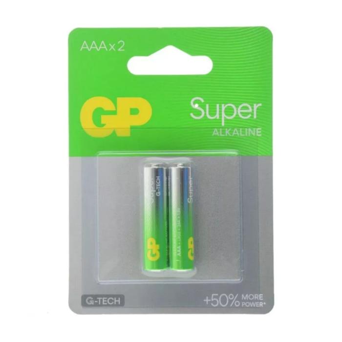 BATERIAS (PILAS) GP, AAA, 1.5V, CARBON, SUPER ALKALINA, 2 PIEZAS.