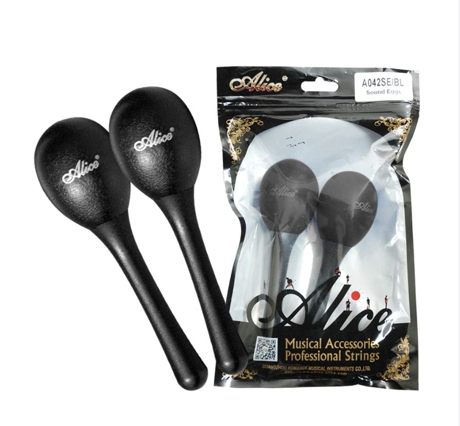 MARACAS BOCHELI, PLASTICO ABS, 14CM, SONIDO SOFT, NEGRO