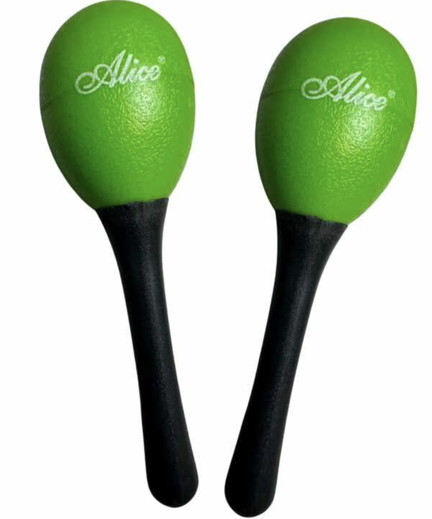 MARACAS BOCHELI, PLASTICO ABS, 14CM, SONIDO SOFT, VERDE