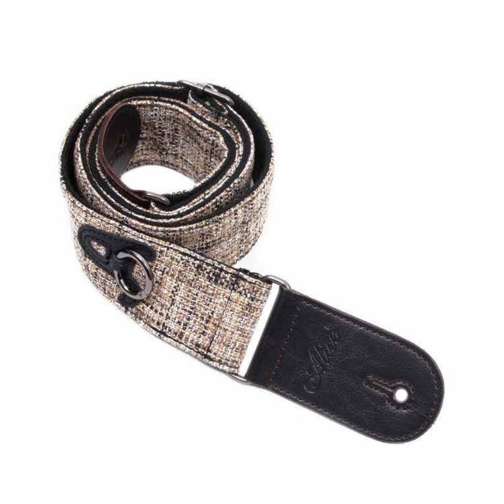 CINCHO ALICE, PARA GUITARRA, MATERIAL DE ALGODON Y CUERINA, COLOR BEIGE